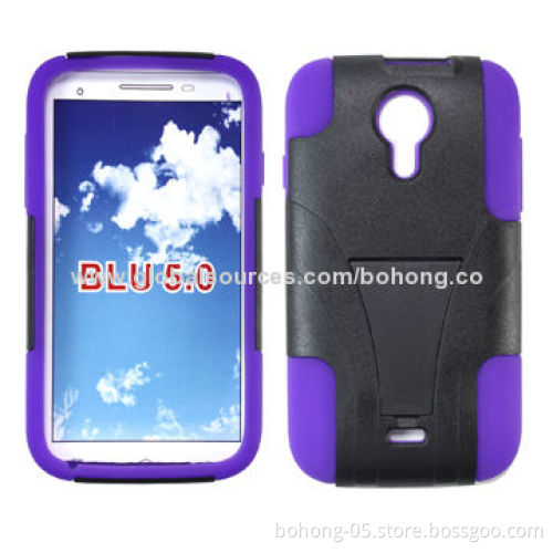 PC + Silicone Cases for Samsung S4, Folded Kickstand, 500 Pieces/Color MOQ